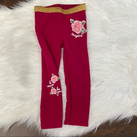 Size 3t pink/maroon floral long sleeve and legging set - Picture 3 of 6
